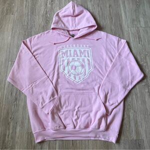 Gildan Womens Legendary Miami Sweater Front Logo Oversized Pink Hoodie XL